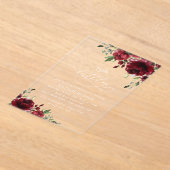 Burgundy Flowers, Pink Flowers, Boho, Birthday アクリル招待状 (レイダウン)