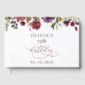 Burgundy Flowers, Pink Flowers, Boho, Birthday ゲストブック (正面)