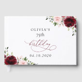 Burgundy Flowers, Pink Flowers, Boho, Birthday ゲストブック (正面)