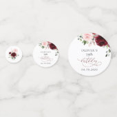 Burgundy Flowers, Pink Flowers, Boho, Birthday コンフェッティ (裏面)