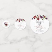 Burgundy Flowers, Pink Flowers, Boho, Birthday コンフェッティ (正面)