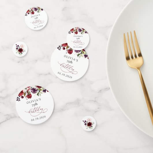 Burgundy Flowers, Pink Flowers, Boho, Birthday コンフェッティ (グループ)