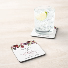 Burgundy Flowers, Pink Flowers, Boho, Birthday コースター