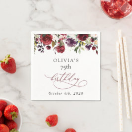 Burgundy Flowers, Pink Flowers, Boho, Birthday スタンダードカクテルナプキン