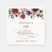 Burgundy Flowers, Pink Flowers, Boho, Birthday スタンダードカクテルナプキン (正面)