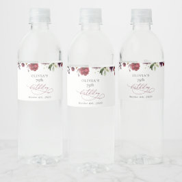 Burgundy Flowers, Pink Flowers, Boho, Birthday ペットボトルラベル