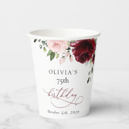 Burgundy Flowers, Pink Flowers, Boho, Birthday 紙コップ