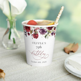 Burgundy Flowers, Pink Flowers, Boho, Birthday 紙コップ