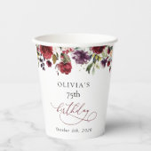 Burgundy Flowers, Pink Flowers, Boho, Birthday 紙コップ (正面)