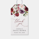 Burgundy Flowers, Pink Flowers, Boho Bridal Shower ギフトタグ (正面)