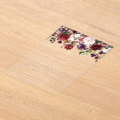 Burgundy Flowers, Pink Flowers, Boho, Confirmation アクリル招待状 (レイダウン)