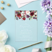 Burgundy Flowers, Pink Flowers, Boho, Confirmation アクリル招待状 (インサイチュ (ウェディング))