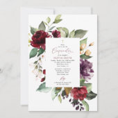 Burgundy Flowers, Pink Flowers, Boho, Confirmation 招待状 (正面)