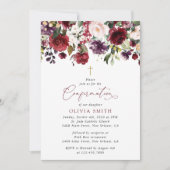 Burgundy Flowers, Pink Flowers, Boho, Confirmation 招待状 (正面)