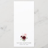 Burgundy Flowers, Pink Flowers, Boho, Wedding Menu メニュー (裏面)