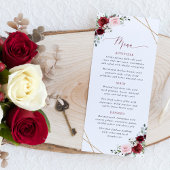 Burgundy Flowers, Pink Flowers, Boho, Wedding Menu メニュー