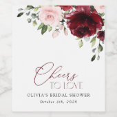 Burgundy Flowers, Pink Flowers, Bridal Shower ワインラベル (シングルラベル)