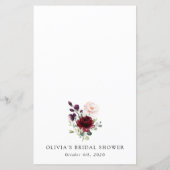 Burgundy Flowers, Pink Flowers, Bridal Shower Menu (裏面)