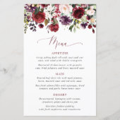 Burgundy Flowers, Pink Flowers, Bridal Shower Menu (正面)