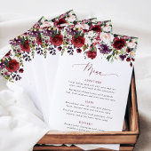 Burgundy Flowers, Pink Flowers, Bridal Shower Menu