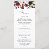 Burgundy Flowers, Pink Flowers, Bridal Shower Menu メニュー (正面)
