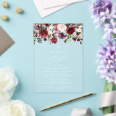 Burgundy Flowers, Pink Flowers, Floral Baptism アクリル招待状 (インサイチュ (ウェディング))