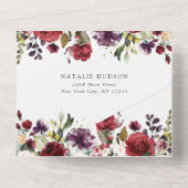 Burgundy Flowers, Pink Flowers, Floral Baptism オールインワン招待状 (裏面)