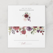 Burgundy Flowers, Pink Flowers, Floral Baptism プレイスカード (外部開封)