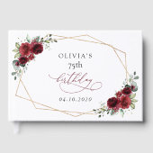 Burgundy Flowers, Red Flowers, Boho, Birthday ゲストブック (正面)