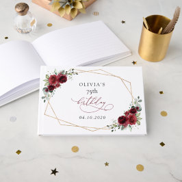 Burgundy Flowers, Red Flowers, Boho, Birthday ゲストブック