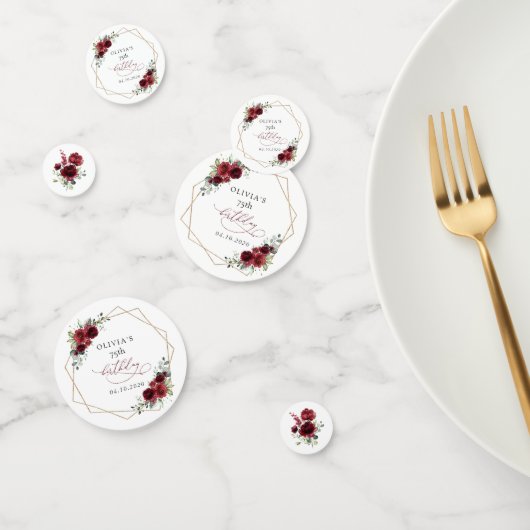 Burgundy Flowers, Red Flowers, Boho, Birthday コンフェッティ (グループ)