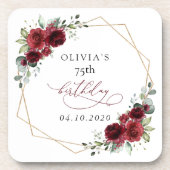 Burgundy Flowers, Red Flowers, Boho, Birthday コースター (正面)