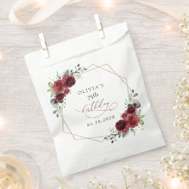 Burgundy Flowers, Red Flowers, Boho, Birthday フェイバーバッグ