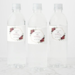 Burgundy Flowers, Red Flowers, Boho, Birthday ペットボトルラベル