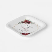 Burgundy Flowers, Red Flowers, Boho, Birthday ペーパープレート (傾斜あり)