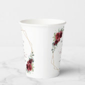 Burgundy Flowers, Red Flowers, Boho, Birthday 紙コップ (右)