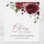 Burgundy Flowers, Red Flowers, Boho, Bridal Shower ワインラベル (シングルラベル)