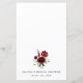 Burgundy Flowers, Red Flowers, Bridal Shower Menu (裏面)