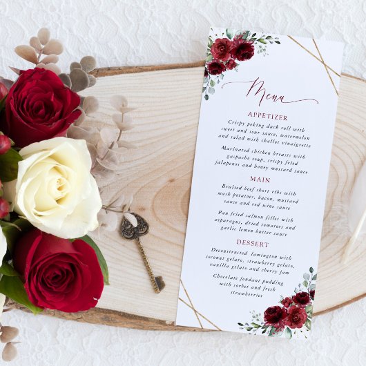 Burgundy Flowers, Red Flowers, Bridal Shower Menu メニュー