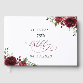 Burgundy Flowers, Red Flowers, Greenery, Birthday ゲストブック