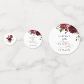 Burgundy Flowers, Red Flowers, Greenery, Birthday コンフェッティ (裏面)