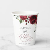 Burgundy Flowers, Red Flowers, Greenery, Birthday 紙コップ (裏面)