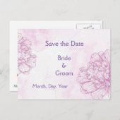 Burgundy Flowers Save the Date Wedding Invites 案内ポストカード (正面/裏面)