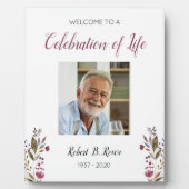 Burgundy Flowers Welcome Celebration Of Life Photo フォトプラーク (正面)