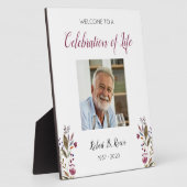 Burgundy Flowers Welcome Celebration Of Life Photo フォトプラーク (側面)