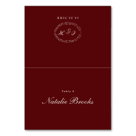 Burgundy Folded Wedding Place Card テーブルナンバー