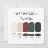 Burgundy Forest Green Wedding Color Palette Card 招待状 (正面)