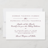 Burgundy Formal Script Wedding 招待状 (正面)