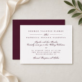 Burgundy Formal Script Wedding 招待状