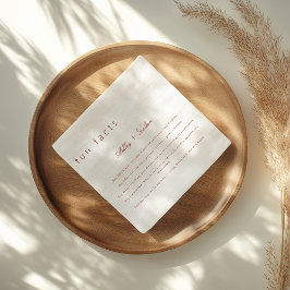 Burgundy Fun Facts About The Newlyweds Wedding  スタンダードカクテルナプキン